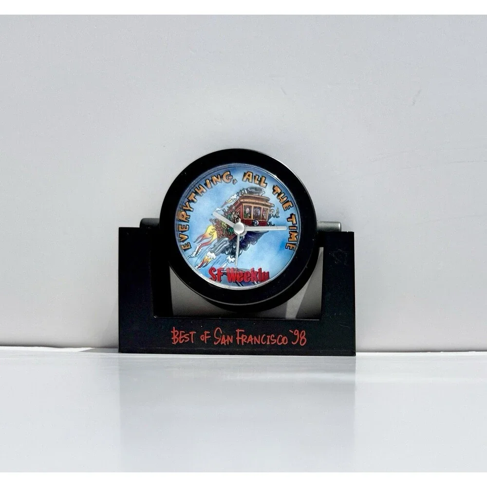 Rare Vintage Promotional SF Weekly Clock San Francisco Cable Car Tested Works